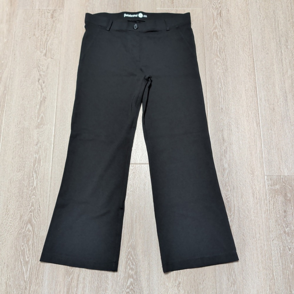 Betabrand Dress Pant Yoga Pants Women L Petite Black Straight Leg Stretch 32x26